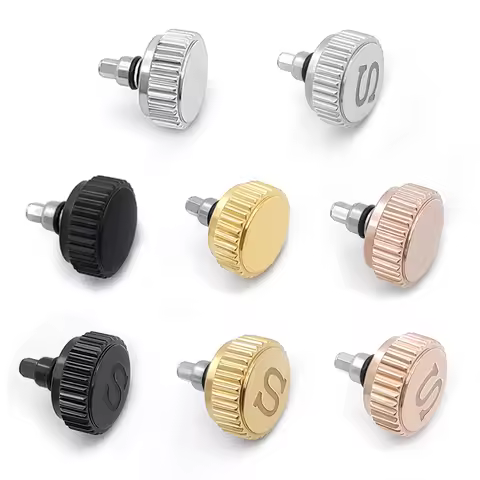 Watch Crown Stainelss Steel Silver Gold Black For Seiko SKX007/009 Polished Finish Big Crown Fit NH3