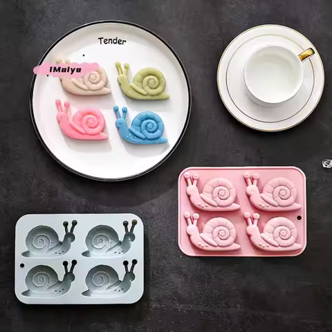 Snail Silicone Mold 4 Cavity 3D Escargot Shape Molds Tray DIY Baking Mould Cake Decorating Tools for