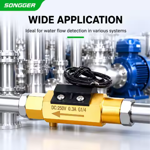 Brass Water Flow Switch Magnetic Flow Sensor Liquid Pipe Detector G1/2 G3/4 G1 Water Air Flow Contro