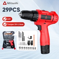 Mitsushi Cordless Electric Drill 29Pcs Battery Impact Drill Power Tools Set Wireless Screwdriver