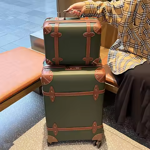 Retro 20-inch Carry-on Suitcase 28-inch Large-capacity Rolling Luggage Handleable Luggage, Internet 