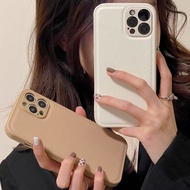 Khaki Matte Silk Leather Phone Case Compatible for IPhone 11 12 13 Pro XS Max XR X 7 8 Plus Anti-sha