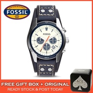 [Original] Fossil CH3051 Coachman Chronograph White Dial Blue Leather Men Watch Jam Tangan Lelaki