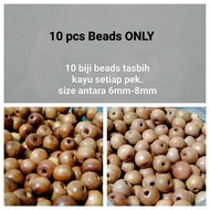 10 biji beads biji tasbih/gelang/rantai/keychain kayu (1 pek 10 biji)