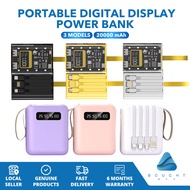 20000mAh Magnetic Power Bank – 4 Built-in Wires, LED Flashlight, 3C Certified Fast Charging Portable