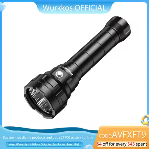 Wurkkos DL70 Scuba Diving Flashlight Ultra-Bright Dual 26650 Battery 13000 Lumens IPX8 Waterproof LE