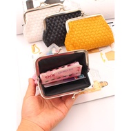 wallet perempuan bag duit wanita 2025 Dompet kecil wanita pendek corak tenunan PU comel dompet pelaj