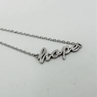 Woman's Fashion Accessory: a HOPE pendant NECKLACE. Christian Design: Faith, 1Cor 13:13. Rhodium pla
