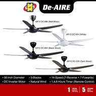 De-Aire Ceiling Fan (56 Inch) DC Inverter Motor 14-Speed (AR10 DC) AR10 DC-MB / AR10 DC-WH / AR10 DC-BW / AR10 DC-DW
