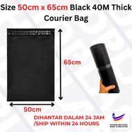 100 Pcs Size 50 cm x 65 cm Black 40M Thick Courier Bag Pocket Parcel Bag Courier Plastic Kurier Beg