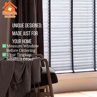 6.5 FEET (W) Tirai Kayu Putih/Timber Blind 100% Basswood/Kayu Asli Dengan Pita Hitam Modern Ala Vene