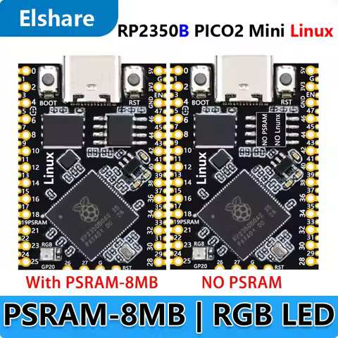 Raspberry Pi Pico 2 Tiny RP2350-Linux Mini RP2350B Development Board with PSRAM-8MB Or Without PSRAM