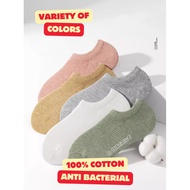 6 Pairs Women Ankle Socks Stocking 100% Cotton Anti-bacterial (Thickness: Regular)