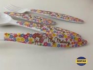 100% Stock Ready Sanrio Set Melamine Spoon Fork Melody Spoon Size:18x3.5cm
