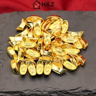 H&Z 10pcs Ingot Gold Yuan Bao Wealth Golden Statue Ingots Decor Ornament Decorative Year New Bar Luc