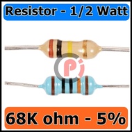 Resistor 10 Pcs 68K ohm 5% 1/2W Carbon Film Resistor