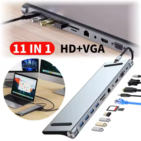 11 in 1 USB C Docking Station 100W PD SD/TF Audio USB C Dock 1* USB 3.0 3*USB2.0 for MacBook Pro/Air