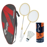 2 Player Professional Badminton Set Rackets With 3 Feather Shuttlecocks And L Carry Waterproof Bag
