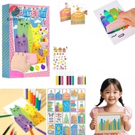 EMERAY Squeegee Art Kids Paint Kit, Drawing Papers Animal Pattern Color Scratch Painting,  Rainbow D