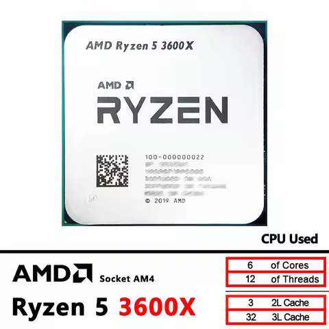 AMD Ryzen 5 3600X R5 3600X 3.8 GHz Six-Core Twelve-Thread CPU Processor 7NM 95W L3=32M 100-000000022