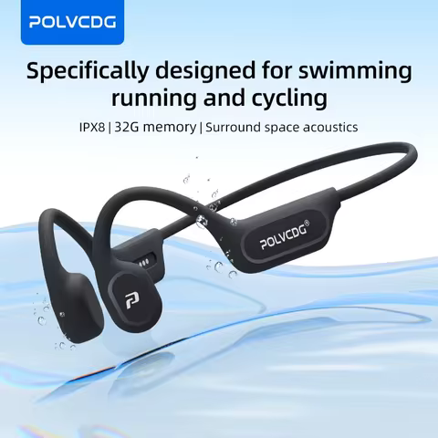 POLVCDG X9 Bone Conduction Earphones 32G IPX8 Waterproof Open Design for Swimming Running Cycling Ha