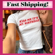 KISS ME IT'S MY BIRTHDAY Women's Crop Top l y2kbaby BabyTee