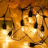 Kabel Fitting Lampu Cafe Gantung Outdoor 5 meter 10 meter  10fitting + Lampu kuning