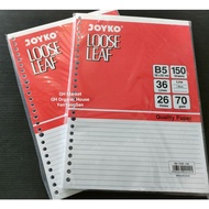 B5 Paper contains 150 sheets / Binder Paper Joyko Loose Leaf 26 File Holes