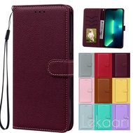 Leather Wallet Case For Poco F7 Ultra F6 F5 Pro F4 GT F3 5G Card Slots Solid Color Flip Protective C