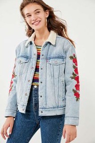 ［急求售］Levis embroidered rose Sherpa jacket 羔羊牛仔外套