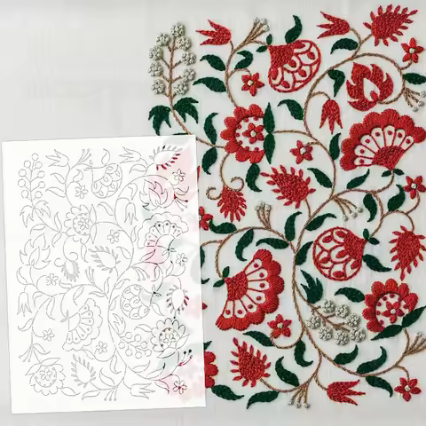 41cm - 68cm Custom Stencil For Painting Wall Decorative Indian Sarasa Flower Pattern Higuchi Yumiko 