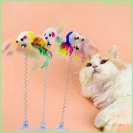 RAN Spring Cat Toy Cat Feather Wand Cat Interactive Toy Cat Teaser Wand Mouse