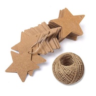 100pcs Christmas Gift Tags With String Kraft Paper Blank Star Shape Gift Tag For DIY Hang Price Labe