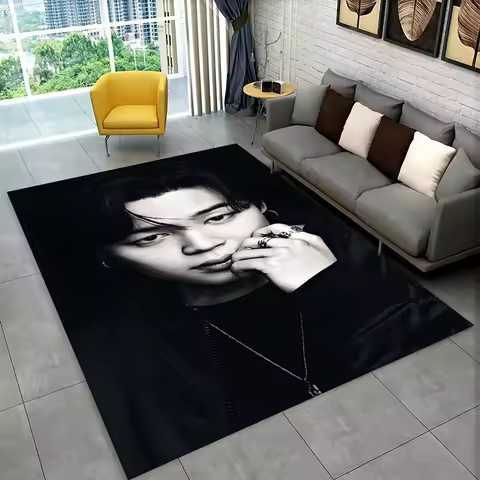 Kpop B-BTS JIMIN Star Carpet Rug for Playroom Bedroom Living Room Sofa Home Decor,kid Area Rug Non-s