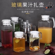 Premium Glass Water Jug with Plastic Lid & Handle Glass Jug Pitcher With With Lid Iced Tea Pitcher W