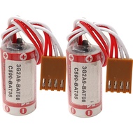 2PCS ER17/33 (2/3A 3.6V) PLC Battery with Plug for Omron C500-BAT08 3G2A9-BAT08