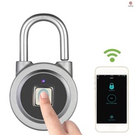 【In stock】BT Fingerprint Smart Keyless Lock Waterproof APP / Fingerprint Unlock Anti-Theft Padlock Door Luggage Case Lock for Android iOS System--Grey DYSL