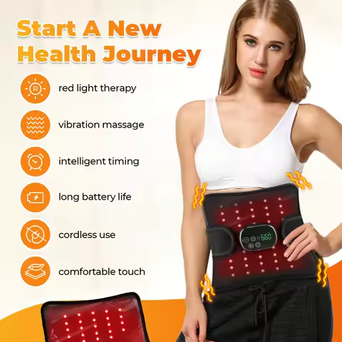 Cordless Vibration Waist Massager 660nm 850nm Infrared Light LED Pad Electric Back Shoulder Strap Mu