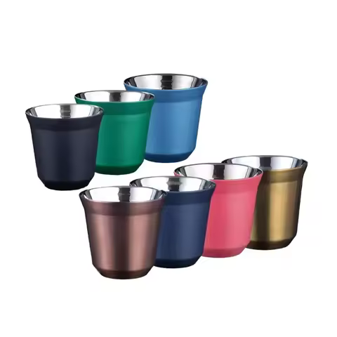 80ml Double Wall Stainless Steel Espresso Cup Nespresso Pixie Insulation Coffee CupShape Cute Capsul