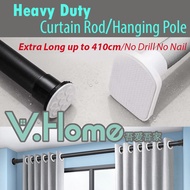 Multi-purpose Heavy duty Curtain Rod/Hanger/【no drill no nail up to 410 cm】Compression/Tension rod