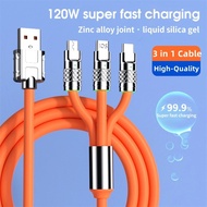 3 IN 1 Zinc Alloy Charging Cable 120W Fast charging cable multi-head charging flash charging