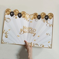 TEMU Giant Happy Birthday Signature Card - Golden And Black Theme, Party Guest Book Alternative, Kee