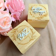 KAYU Proposal & Wedding Ring Box Made of Pine Wood, Size 6x6 cm