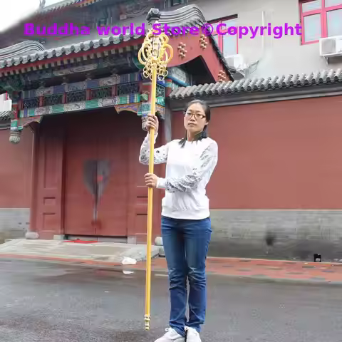 2 Meter large # Asia Buddhism Temple Buddhist abbot Master brass Buddhist monk's stick CHAN ZHANG We