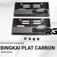 Flat Plastic CARBON Number Plate Holder, bonus 4 Universal Bolts, Model Like a Honda Number Plate