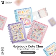 Spiral Notebook Cute CharacterA7 70 Sheets Girls' Notebook Cute Notebook A7 Notebook