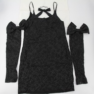 Chanel 2023 真絲黑色CC蝴蝶結手套洋裝裙Size 34