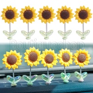 [ Featured ] Swing Sunflower Ornament / Auto Rearview Mirror Decor Accessories / Car Center Console Spring Toy / Cabinet Fridge Decoration / Funny Head Shaking Plaything