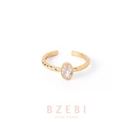BZEBI 18k Gold Diamond Ring Emas 916 Adjustable Open Rings Trendy Korean Stylish Fashion Accessories