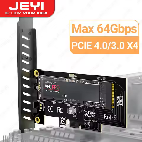 JEYI M.2 NVME to PCIe 4.0 3.0 SSD Adapter, 64Gbps PCIe 4.0 X4 X8 X16 Expansion Card for Desktop PC ,